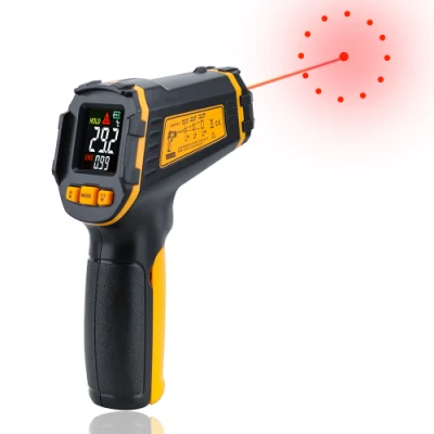 Medidor de temperatura a laser Pirômetro sem contato Higrômetro IR Termometro Termômetro infravermelho digital Color LCD Alarme de luz